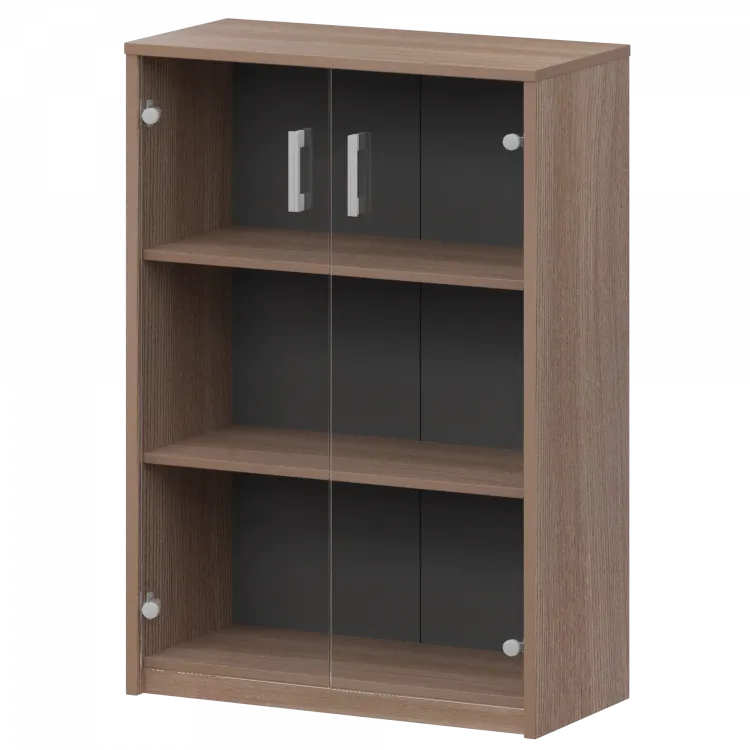 Стеллаж средний с прозрачным стеклом А-304/А-стл304пр Темный шимо 770x365x1220 Арго