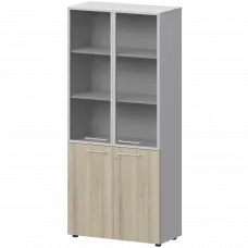 Шкаф высокий закрытый с стеклом в алюминиевой раме СМШ58.28F.38RS(Б) Кронберг/Белый 792x382x1990 Кортез