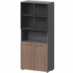 Шкаф высокий полузакрытый с стеклом в алюминиевой раме СМШ58.28F.28RS(Ч) Темный шимо/Графит 792x382x1990 Кортез