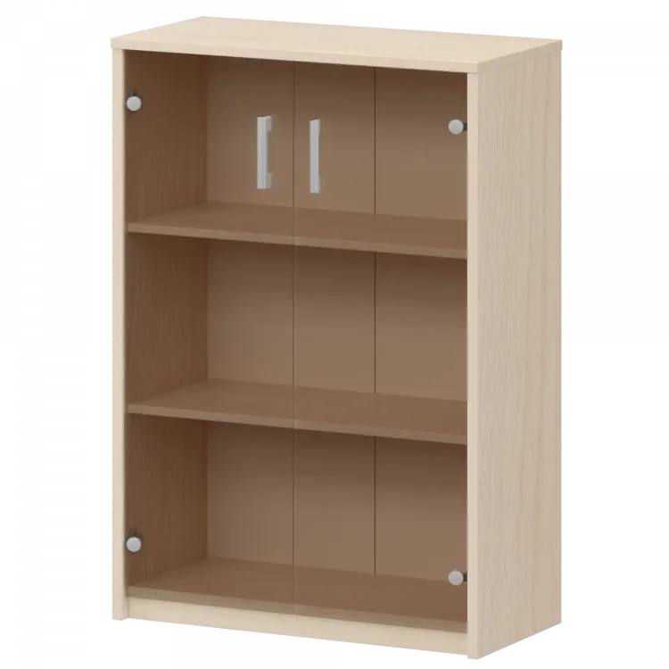 Стеллаж средний с тонированным стеклом А-304/А-стл304тон Бук 770x365x1220 Арго