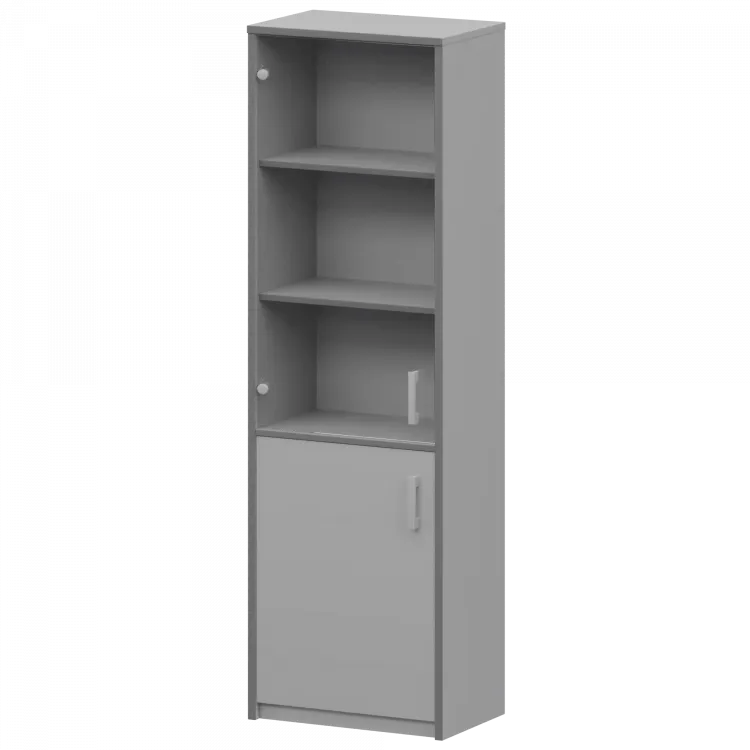 Шкаф комбинированный узкий с прозрачным стеклом А-321/А-стл321пр Серый 560x365x2000 Арго