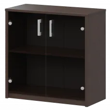 Стеллаж низкий с тонированным стеклом А-302/А-стл302тон Дуб венге 770x365x850 Арго