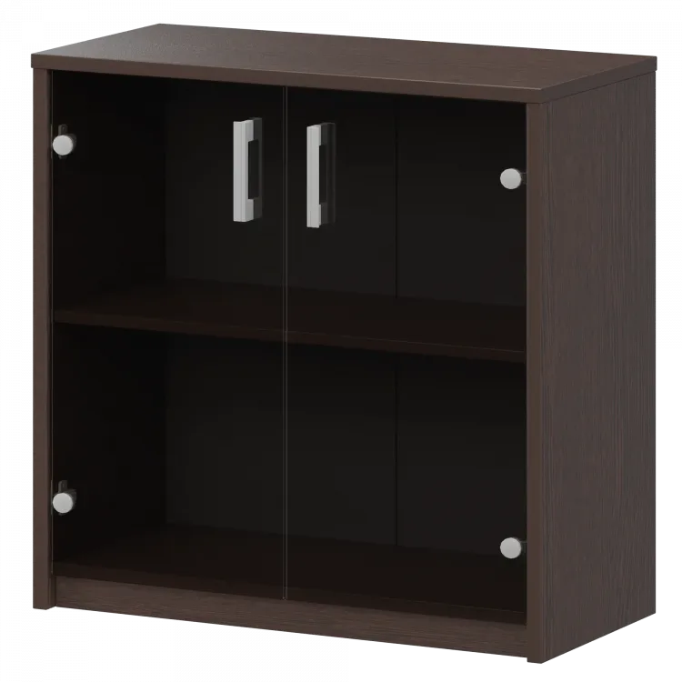 Стеллаж низкий с тонированным стеклом А-302/А-стл302тон Дуб венге 770x365x850 Арго