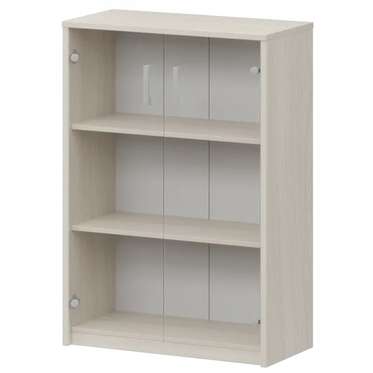 Стеллаж средний с прозрачным стеклом А-304/А-стл304пр Ясень шимо 770x365x1220 Арго