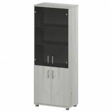 Стеллаж высокий закрытый с стеклянными фасадами "НТ-580;НТ-600.2;НТ-601.2стл" Сосна винтер 800x445x2050 Аргентум