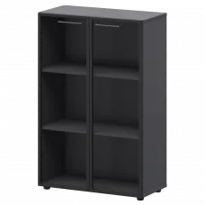 Шкаф средний со стеклом в ал. рамке СМШ38RS Графит 792x380x1190 Кортез