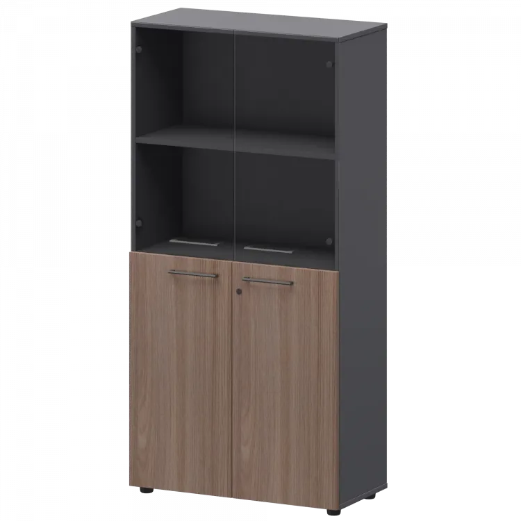 Шкаф высокий комб. СМШ48.28F.28S Темный шимо/Графит 792x380x1595 Кортез