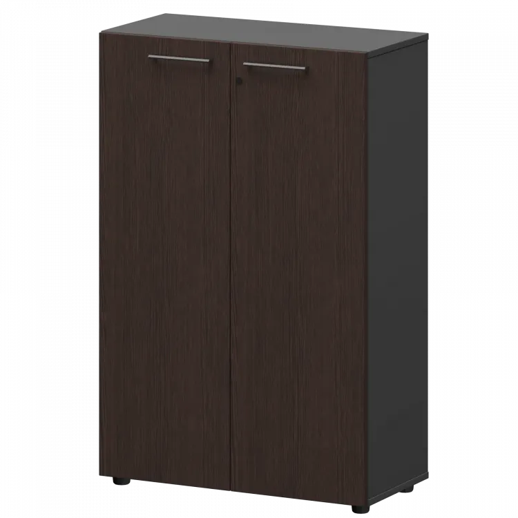 Шкаф средний закрытый СМШ38F Дуб венге/Графит 792x380x1190 Кортез
