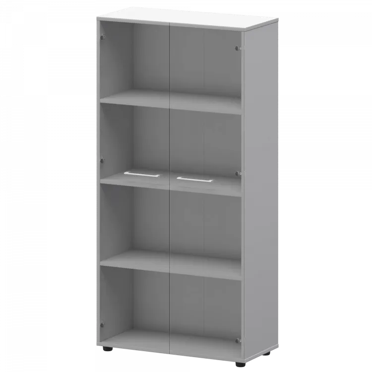 Шкаф высокий со стеклом СМШ48S(Б) Белый 792x380x1595 Кортез