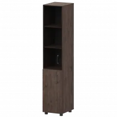 Стеллаж комбинированный узкий с стеклянным фасадом К-932,К-936,К-941,КФ-936,КФ-941 Дуб апрель 360x420x2000 Приоритет