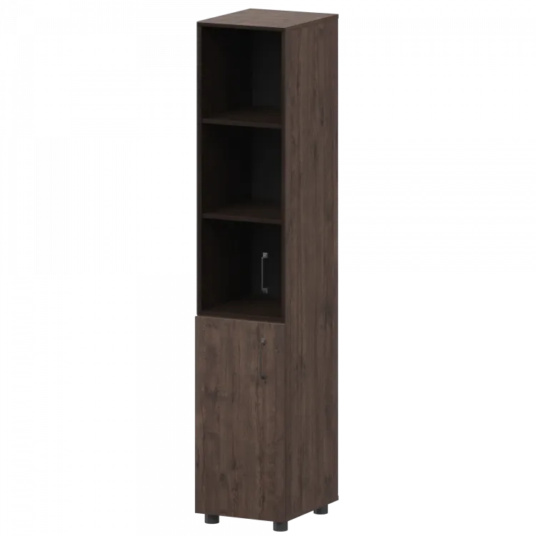 Стеллаж комбинированный узкий с стеклянным фасадом К-932,К-936,К-941,КФ-936,КФ-941 Дуб апрель 360x420x2000 Приоритет