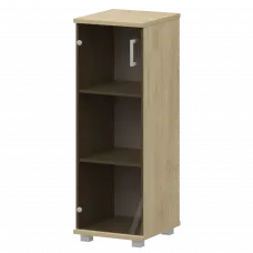 Стеллаж низкий узкий закрытый со стеклянным фасадом "НТ-440;НТ-601стл" Баттл Рок 400x445x1280 Аргентум