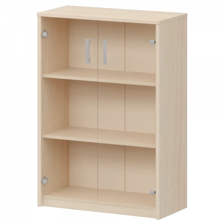 Стеллаж средний с прозрачным стеклом А-304/А-стл304пр Бук 770x365x1220 Арго