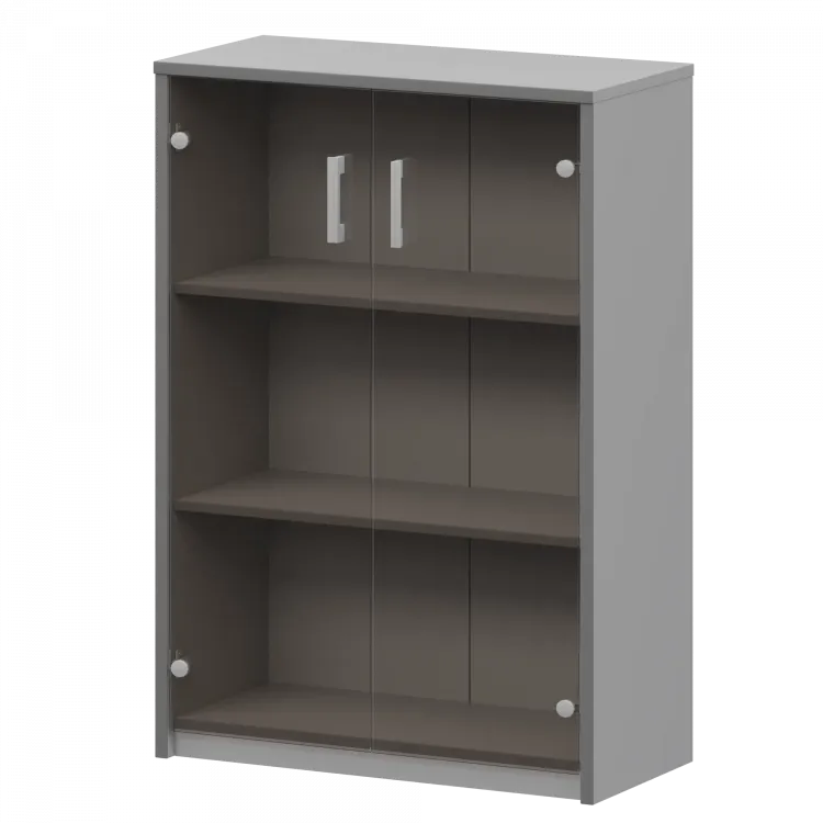 Стеллаж средний с тонированным стеклом А-304/А-стл304тон Серый 770x365x1220 Арго