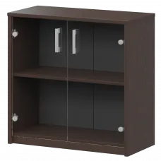 Стеллаж низкий с прозрачным стеклом А-302/А-стл302пр Дуб венге 770x365x850 Арго