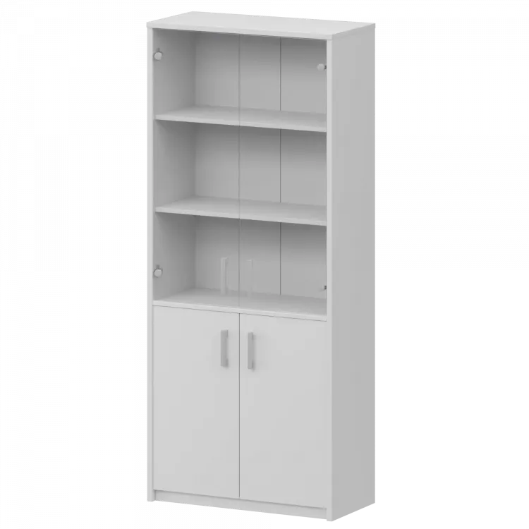 Шкаф комбинированный с прозрачным стеклом А-310/А-стл310пр Белый 770x365x2000 Арго