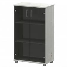 Стеллаж низкий закрытый с стеклянными фасадами "НТ-480;НТ-601.2стл" Сосна винтер 800x445x1280 Аргентум