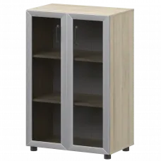 Стеллаж средний закрытый с стеклянными фасадами в алюминиевой раме К-933,К-945,КФ-945 Кронберг 720x420x1215 Приоритет