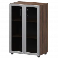 Стеллаж средний закрытый с стеклянными фасадами в алюминиевой раме К-933,К-945,КФ-945 Лагос 720x420x1215 Приоритет