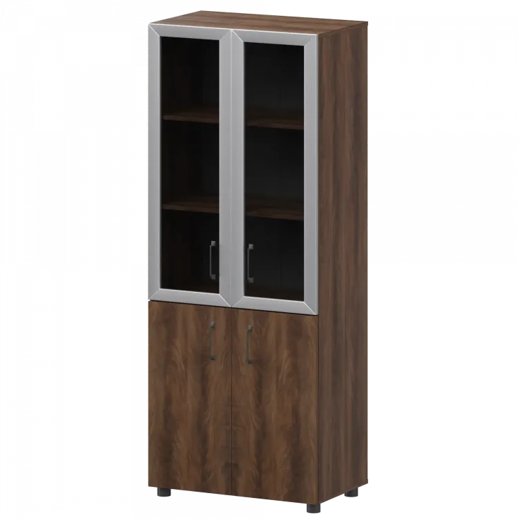 Стеллаж комбинированный с стеклянными фасадами в алюминиевой раме К-934,К-942,К-945,КФ-942,КФ-945 Лагос 720x420x2000 Приоритет