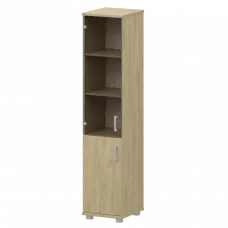 Стеллаж высокий узкий закрытый с стеклянным фасадом "НТ-540;НТ-600;НТ-601стл" Баттл Рок 400x445x2050 Аргентум