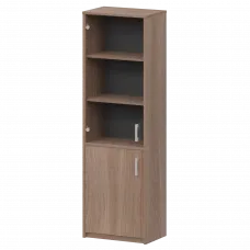 Шкаф комбинированный узкий с прозрачным стеклом А-321/А-стл321пр Темный шимо 560x365x2000 Арго