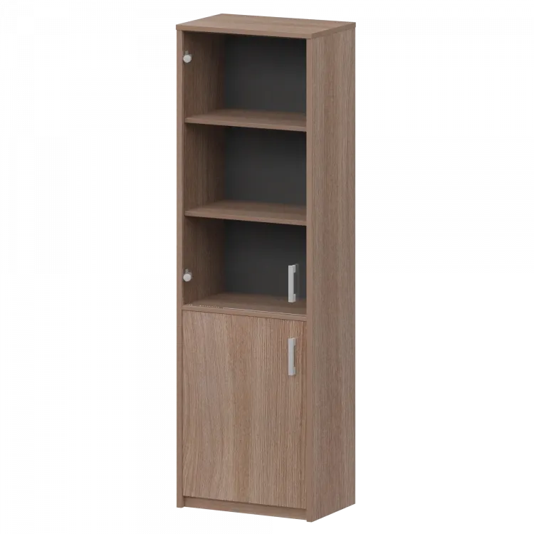 Шкаф комбинированный узкий с прозрачным стеклом А-321/А-стл321пр Темный шимо 560x365x2000 Арго