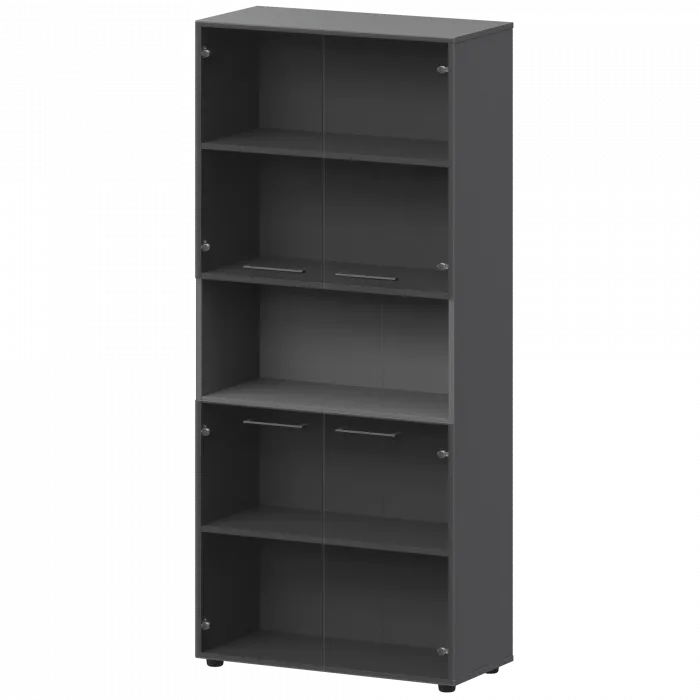 Шкаф высокий полузакрытый с стеклом СМШ58.2.28S(Ч) Графит 792x366x1990 Кортез