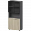 Шкаф высокий полузакрытый с стеклом в алюминиевой раме СМШ58.28F.28RS(Ч) Кронберг/Графит 792x382x1990 Кортез