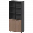 Шкаф высокий закрытый с стеклом в алюминиевой раме СМШ58.28F.38RS(Ч) Темный шимо/Графит 792x382x1990 Кортез