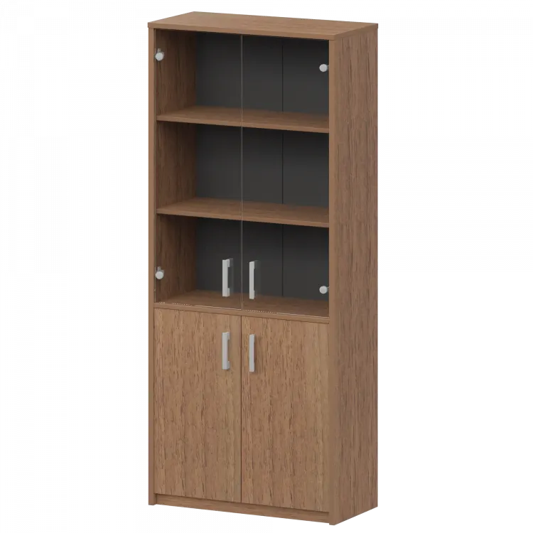 Шкаф комбинированный с прозрачным стеклом А-310/А-стл310пр Орех 770x365x2000 Арго