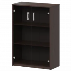 Стеллаж средний с тонированным стеклом А-304/А-стл304тон Дуб венге 770x365x1220 Арго