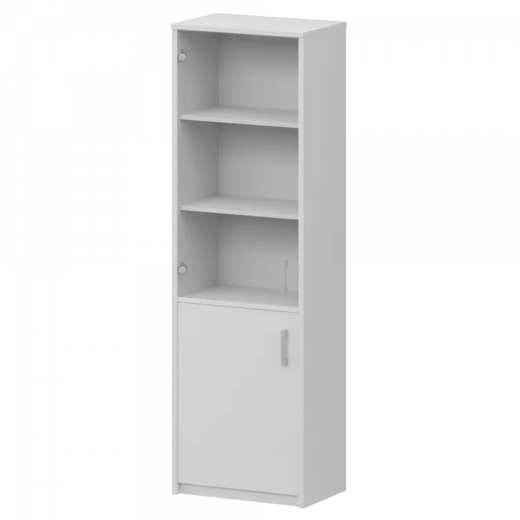 Шкаф комбинированный узкий с прозрачным стеклом А-321/А-стл321пр Белый 560x365x2000 Арго