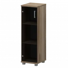 Стеллаж низкий узкий закрытый со стеклянным фасадом "НТ-440;НТ-601стл" Дуб сафари 400x445x1280 Аргентум