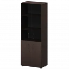 Стеллаж комбинированный с стеклянными фасадами К-934,К-942,К-946,КФ-942,КФ-946 Дуб венге 720x420x2000 Приоритет