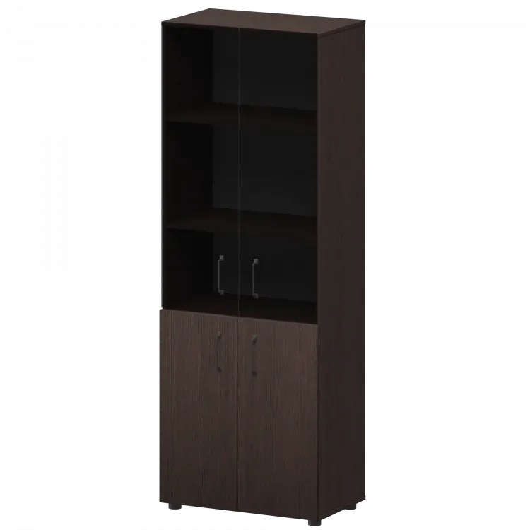 Стеллаж комбинированный с стеклянными фасадами К-934,К-942,К-946,КФ-942,КФ-946 Дуб венге 720x420x2000 Приоритет