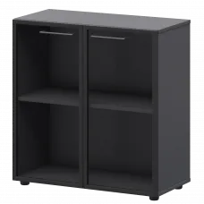 Шкаф низкий со стеклом в ал. рамке СМШ28RS Графит 792x380x811 Кортез