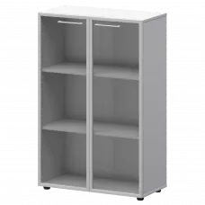 Шкаф средний со стеклом в ал. рамке СМШ38RS(Б) Белый 792x380x1190 Кортез