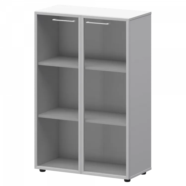 Шкаф средний со стеклом в ал. рамке СМШ38RS(Б) Белый 792x380x1190 Кортез