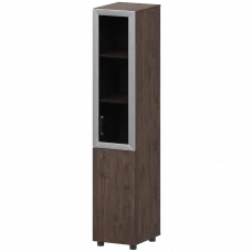 Стеллаж комбинированный узкий с стеклянным фасадом в алюминиевой раме правый К-932,К-936,К-940,КФ-936,КФ-939 Дуб апрель 360x420x2000 Приоритет