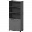 Шкаф высокий закрытый с стеклом СМШ58.28F.38S(Ч) Графит 792x380x1990 Кортез