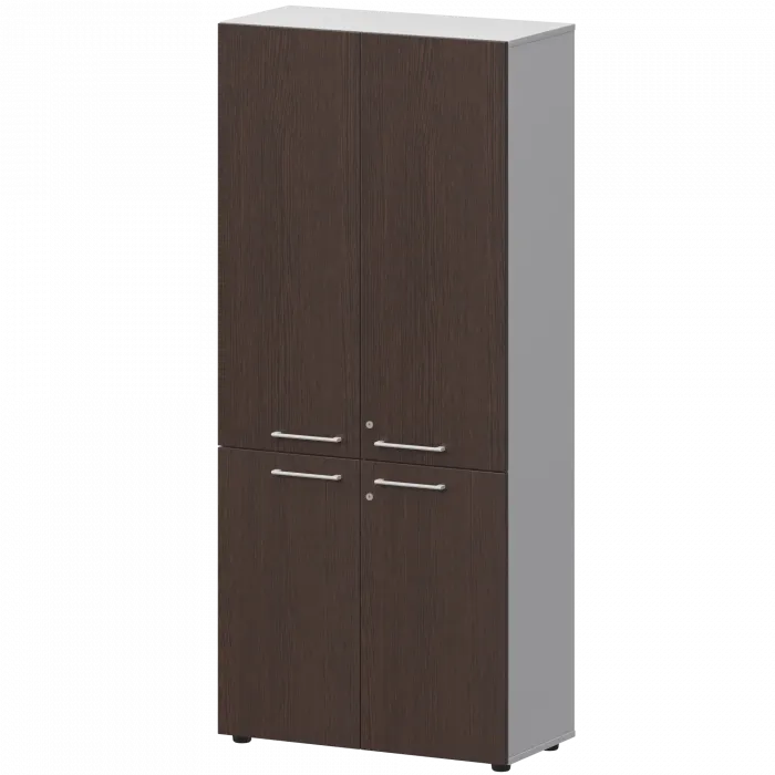 Шкаф высокий закрытый СМШ58.28F.38V(Б) Дуб венге/Белый 792x380x1990 Кортез