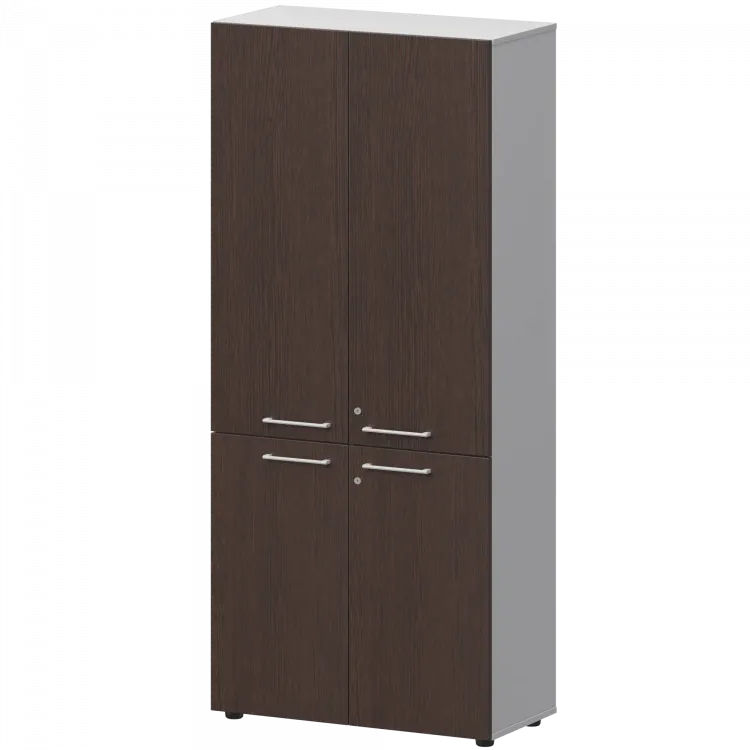 Шкаф высокий закрытый СМШ58.28F.38V(Б) Дуб венге/Белый 792x380x1990 Кортез