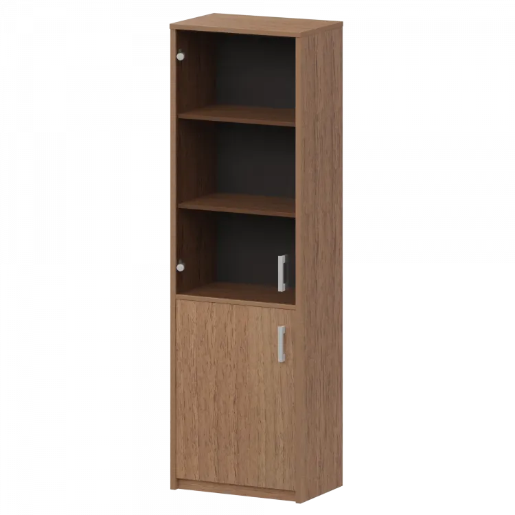 Шкаф комбинированный узкий с тонированным стеклом А-321/А-стл321тон Орех 560x365x2000 Арго