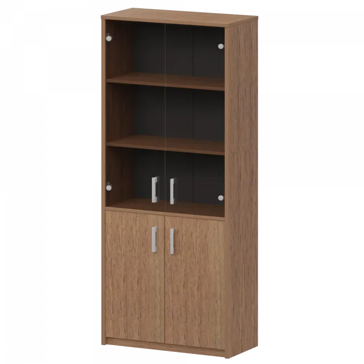 Шкаф комбинированный с тонированным стеклом А-310/А-стл310тон Орех 770x365x2000 Арго