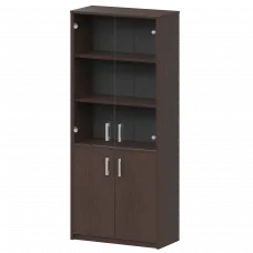 Шкаф комбинированный с прозрачным стеклом А-310/А-стл310пр Дуб венге 770x365x2000 Арго