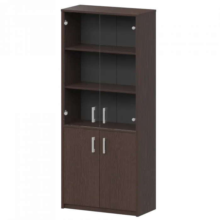 Шкаф комбинированный с прозрачным стеклом А-310/А-стл310пр Дуб венге 770x365x2000 Арго