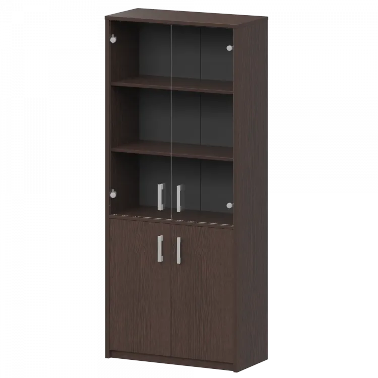 Шкаф комбинированный с прозрачным стеклом А-310/А-стл310пр Дуб венге 770x365x2000 Арго