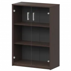 Стеллаж средний с прозрачным стеклом А-304/А-стл304пр Дуб венге 770x365x1220 Арго