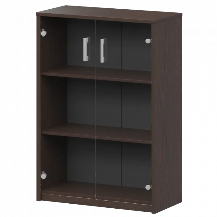 Стеллаж средний с прозрачным стеклом А-304/А-стл304пр Дуб венге 770x365x1220 Арго